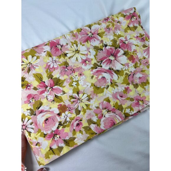 Vintage Springmaid Marvellaire Twin Flat Sheet Pink & Yellow Floral 50% Cotton 5 - Picture 5 of 5